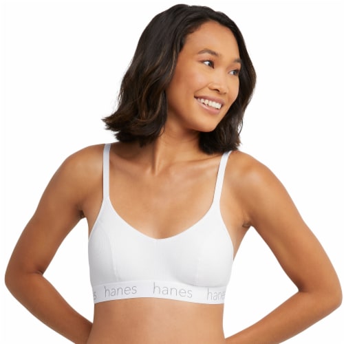 Hanes Originals Triangle Bralette - White Perspective: front