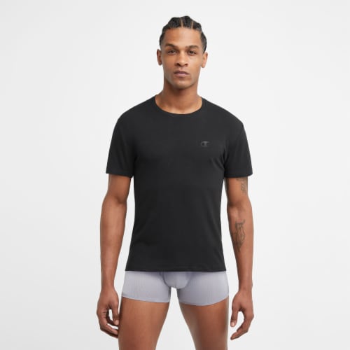 Champion Men's Cotton Stretch Tee - Black Perspective: front