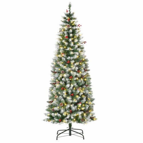 Costway 6 ft. Pre-Lit Hinged Artificial Christmas Tree Snow