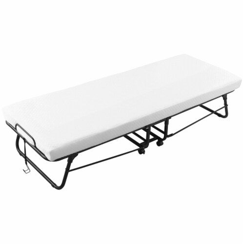 Portable Folding Guest Sleep Bed w/ 3 Mattress, 1 Memory Foam & Wheels
