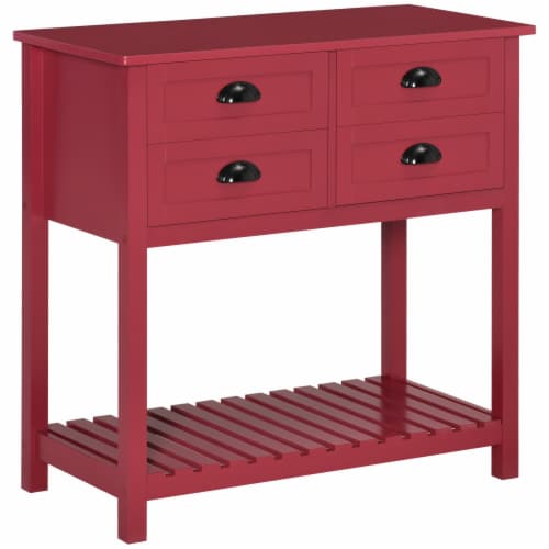 Red console sales table with storage
