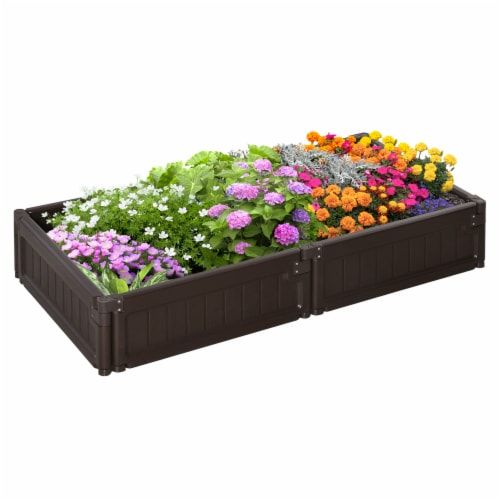 4' x 2' Raised Garden Bed, Plastic Open Planter Box, Veggie Cultivation, Brown Perspective: front