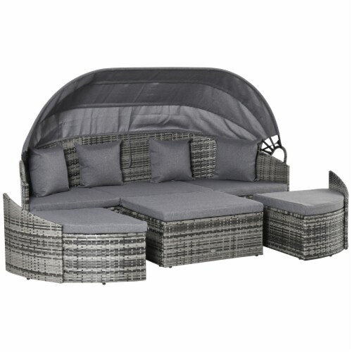 Rattan garden deals sofa with canopy
