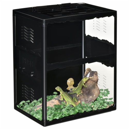 Reptile Cage Enclosure, Lizard Breeding Tank w/ Lamp Holders
