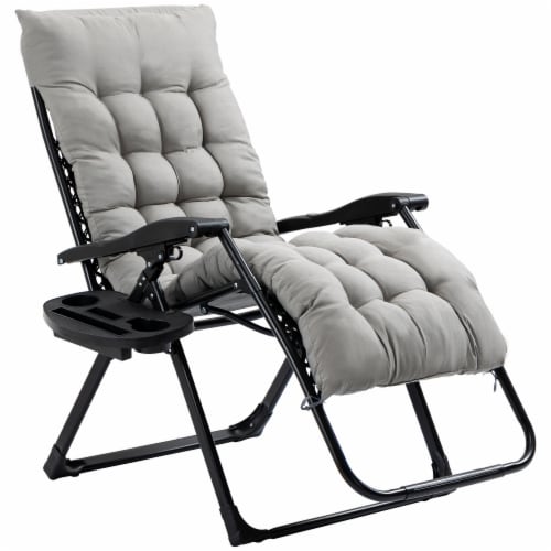 Zero Gravity Folding Patio Recliner, Cushion, Reclining Chair, Cup Holder,  Grey, 1 Unit - Fred Meyer