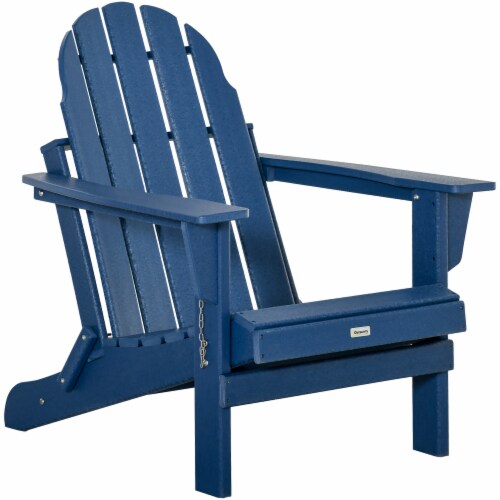Outside Patio & Backyard Lounge Folding Adirondack Chair Ergonomic Design, Blue Perspective: front