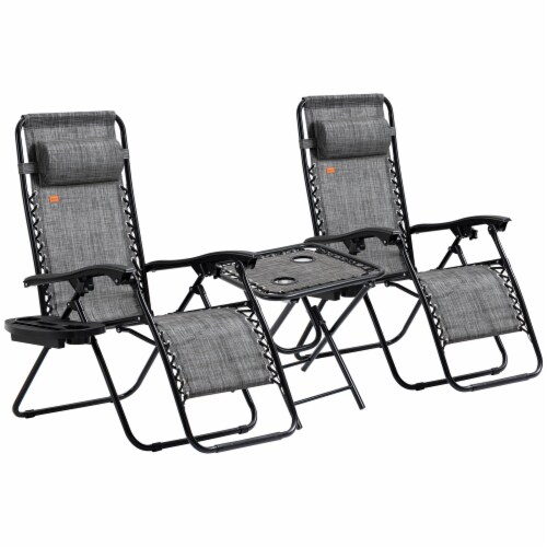 Zero Gravity Lounger Chair Folding Reclining Patio Chair w/ Side Table