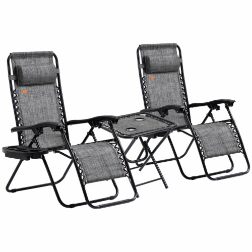 Zero Gravity Folding Patio Recliner, Cushion, Reclining Chair, Cup Holder,  Grey, 1 Unit - Fred Meyer