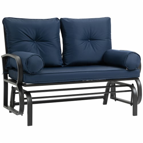 Costway glider outdoor patio rocking bench loveseat cushioned seat steel hotsell frame furniture