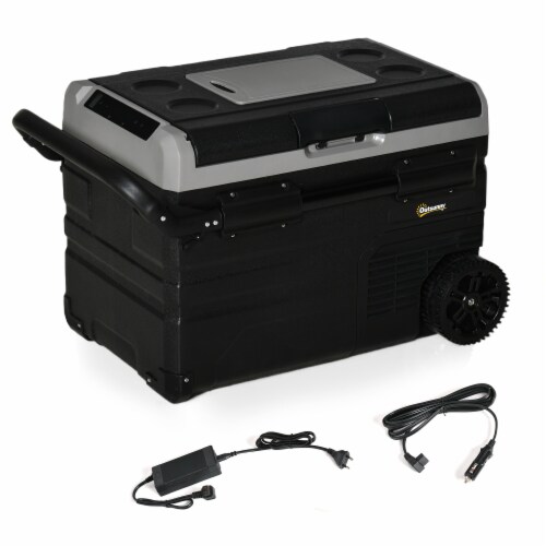 Portable Car Refrigerator w/ Wheels, Pull-up Handle & LED Light, Indoor Outdoor Perspective: front