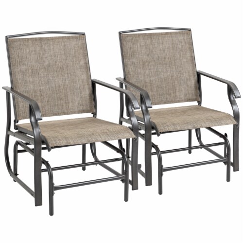 2-Piece Glider Outdoor Chair Set Garden Patio Bistro Swing Furniture Perspective: front
