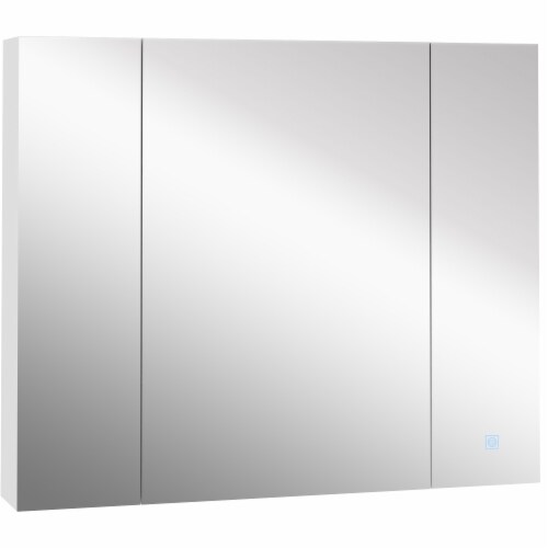 LED Lighted Mirror Cabinet Wall-Mounted Bathroom Organizer w/ Touch Switch Perspective: front