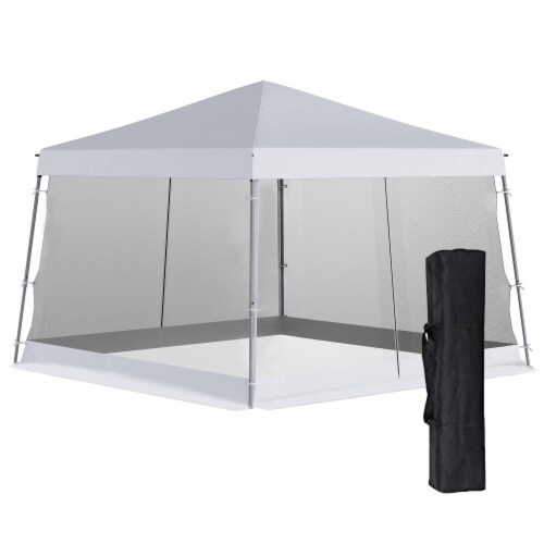 12' x 12' Pop Up Gazebo Foldable Canopy Tent w/ Carry Bag, Mesh Netting, White Perspective: front