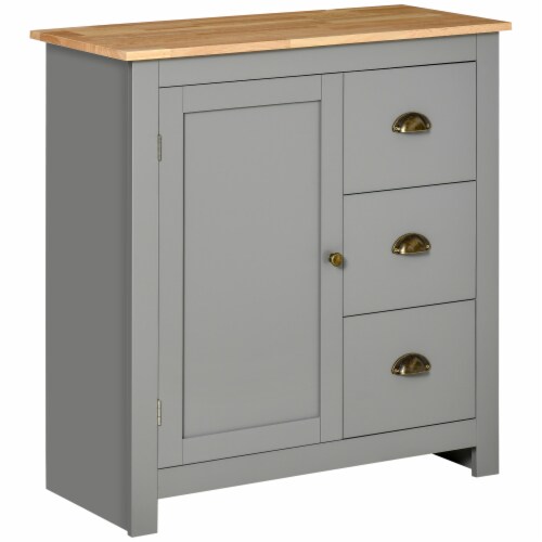 Modern Storage Sideboard Kitchen Cabinet Table w/ 3 Drawers & Adjustable Shelf Perspective: front