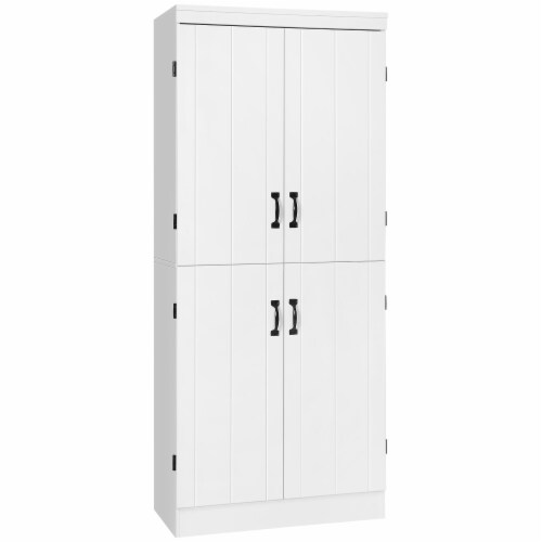 70  Modern Kitchen Pantry Storage Cupboard Cabinet w/ 6-Tier Shelving, White Perspective: front