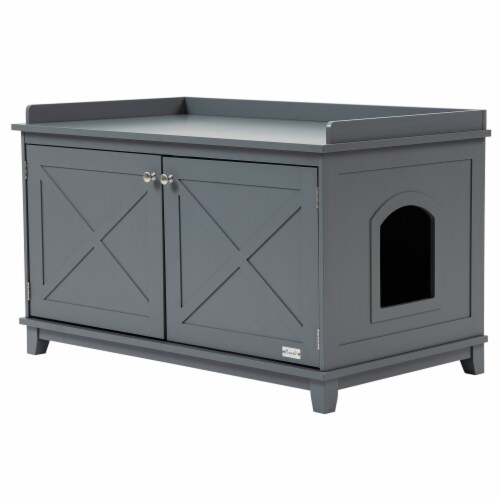 Cat Litter Box Furniture Enclosure Double door End Table w Cat