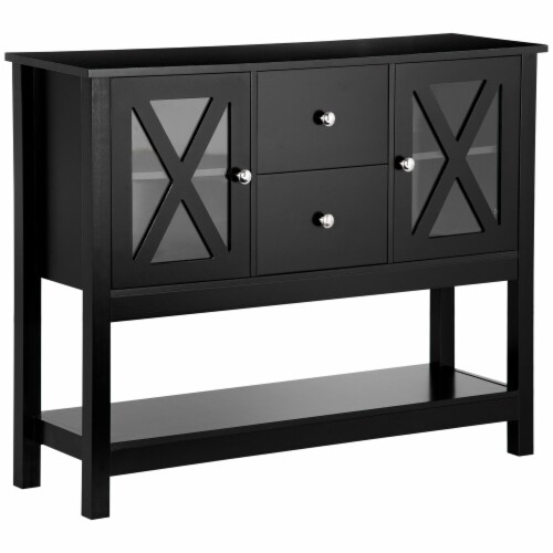 HOMCOM Sideboard Buffet Cabinet, Modern Kitchen Cabinet with 2 Drawers and  Adjustable Shelves, Coffee Bar Cabinet for Living Room, Black