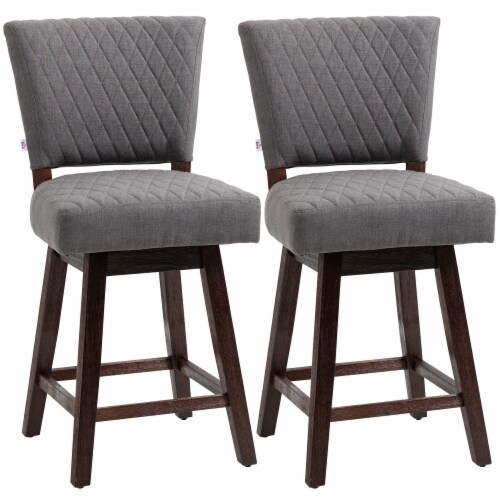 Swivel Bar Stools Set of 2 for Kitchen Counter Wood Legs Foot Rest