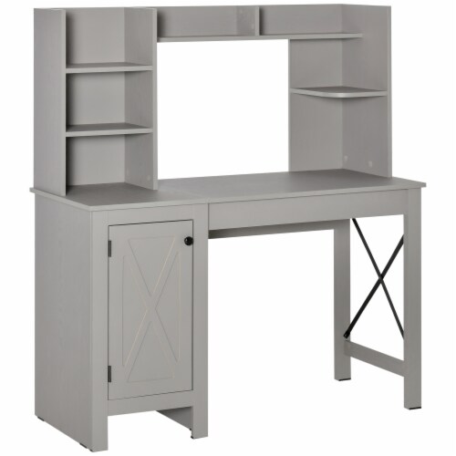 Corner Computer Desk. Writing Table with Steel Frame for Small Spaces,  White, 1 Unit - Fry's Food Stores