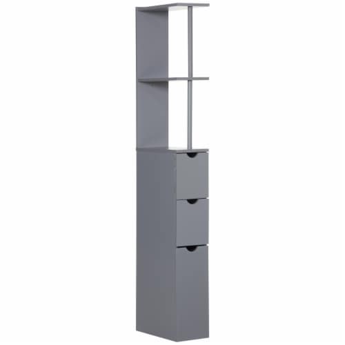 54 Tall Bathroom Linen 2-Tier Cabinet Shelf Storage Cupboard w/ Drawers,  Grey, 1 Unit - Kroger