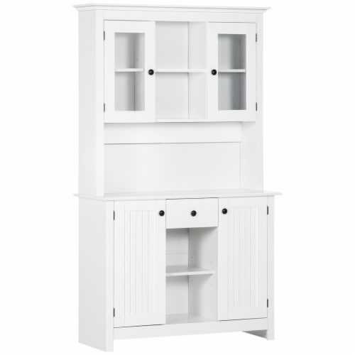 HOMCOM Freestanding Modern 4 Door Kitchen Pantry, Storage Cabinet