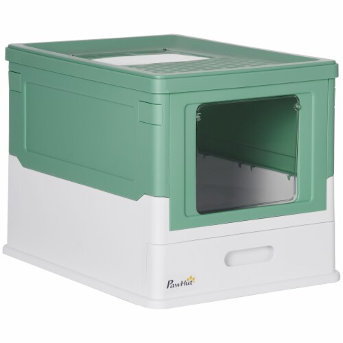 Hooded Cat Litter Box Portable Pet Toilet w Front Entry Top