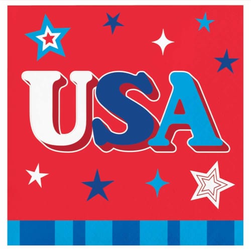 Creative Converting  Patriotic Proud Paper Beverage Napkins Perspective: front