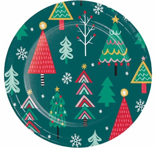 Party Creations Joyful Trees Lunch Plates Perspective: front