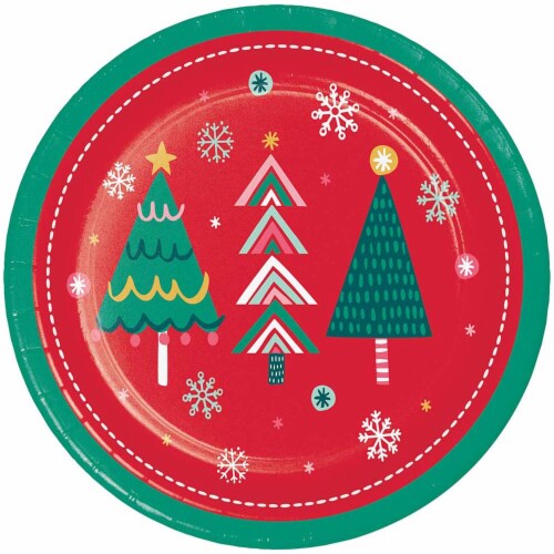 Party Creations Joyful Trees Dinner Plates Perspective: front