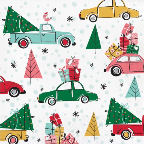 Party Creations Christmas Cars Napkins Perspective: front