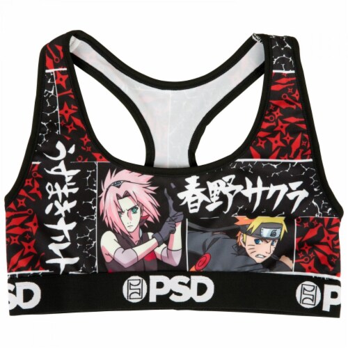 Naruto 859739-xlarge Sakura Duo PSD Sports Bra, Black - Extra Large Perspective: front