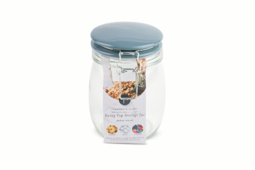 Core Home Ceramic & Glass Swing Top Storage Jar - Denim Perspective: front