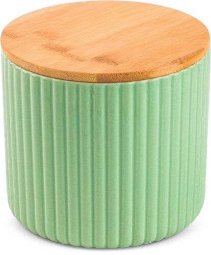 Core Home Ceramic Textured Canister - Green Perspective: front