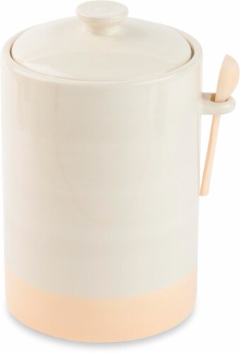 Core Home Small Ceramic Canister with Spoon Perspective: front