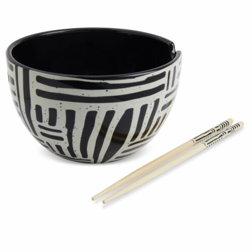 Core Home Noodle Bowl Black White Print Perspective: front