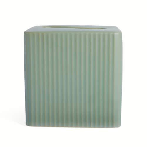 Core Home Ceramic Tissue Box Cover - Green Perspective: front