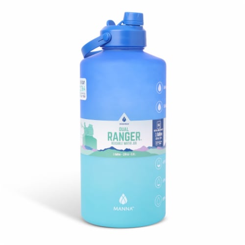 Manna Dual Lid Bottle - Blue Ombre Perspective: front