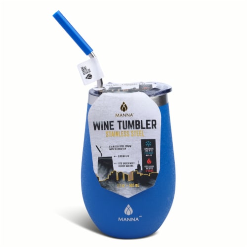 Manna Wine Tumbler - Blue Perspective: front