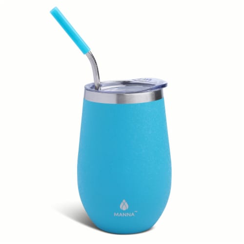 Manna™ Wine Tumbler - Peacock Blue Perspective: front