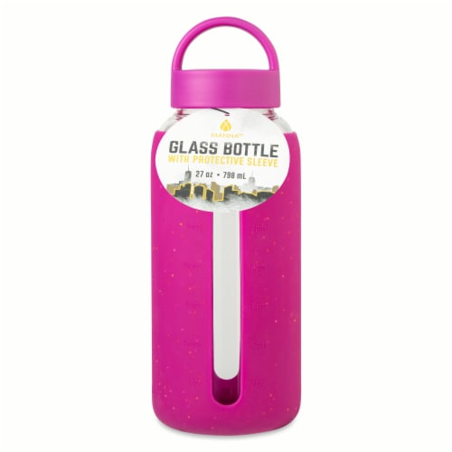 Manna™ Glass Bottle with Protective Sleeve - Purple Perspective: front