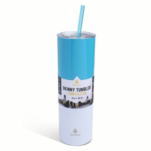 Manna Skinny Tumbler - Peacock Blue Perspective: front