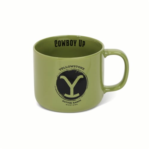 Yellowstone Mug Dutton Ranch Green Perspective: front