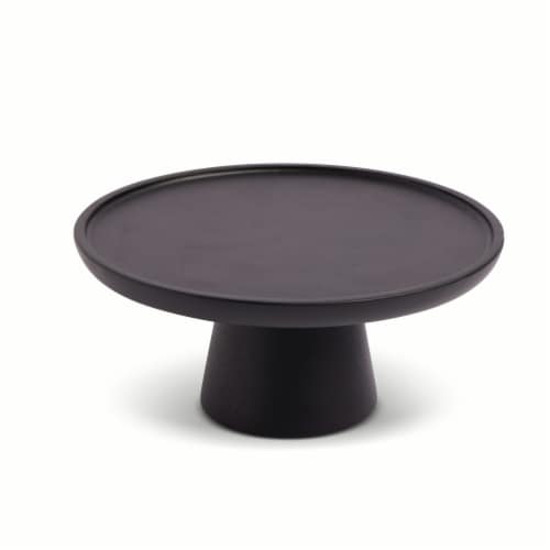 Core Home Cake Plate Black Stain Perspective: front