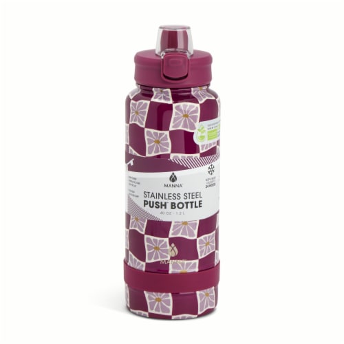Manna™ Push Bottle 40 oz Raspberry Squares Perspective: front