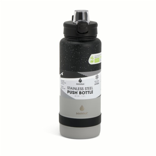 Manna™ Push Bottle 40 oz Black Color Block Perspective: front
