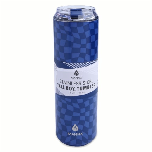 Manna™ Checker Tallboy™ Tumbler - Blue Perspective: front