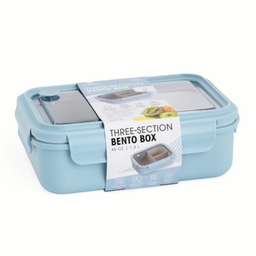 Manna Three-Section Bento Box - Light Blue Perspective: front