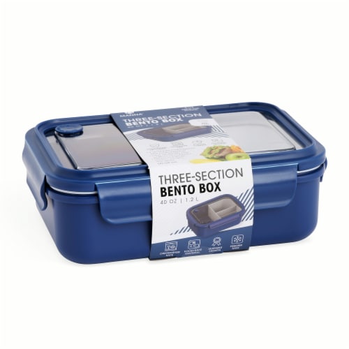 Manna Three-Section Bento Box - Dark Blue Perspective: front
