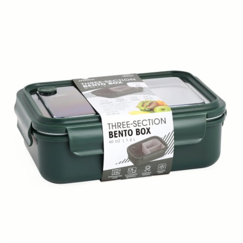 Manna Three-Section Bento Box - Green Perspective: front