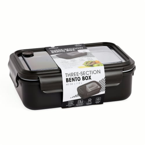 Manna Three-Section Bento Box - Black Perspective: front